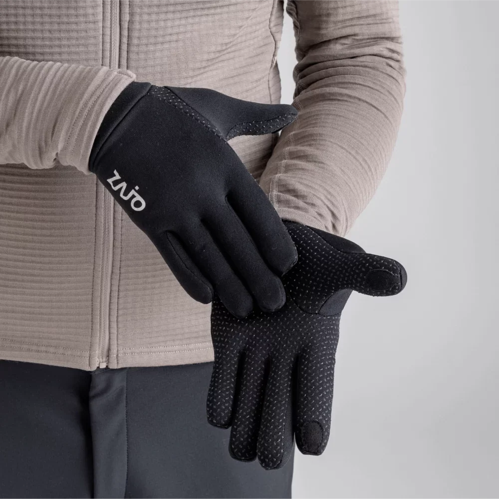 Amiko Fleece Gloves — Grey Navy