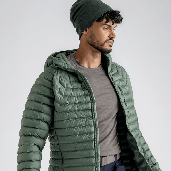 Nubaro Men's Insulated Hooded Jacket — Navy